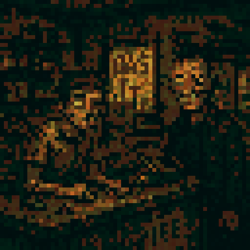 dirty old gas station interior with a tired young male clerk behind the counter. a creep smiling customer is standing and staring.
