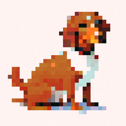 A long dachshund, side on, brown. White background. Simple colors.