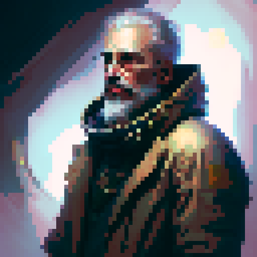 really old librarian with a long beard portrait, hood over his head and eyes, fantasy RPG