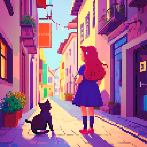 girl and cat