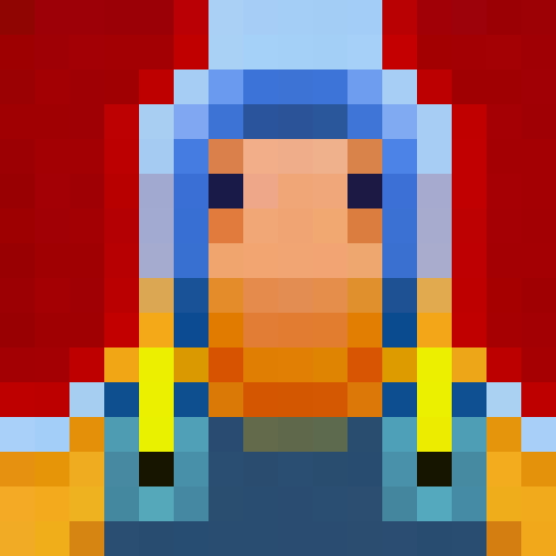 Pixelated Pokemon trainer with a confident stance, a Pikachu on their shoulder, surrounded by tall grass and a bright blue sky, all in 16x16 pixel portrait style.