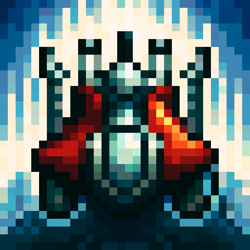 Tank with a sleek metallic exterior, armed with a massive cannon, ready to obliterate enemies, viewed from a top-down perspective with skillful 32x32 pixel art and a close-up portrait style reminiscent of a game icon