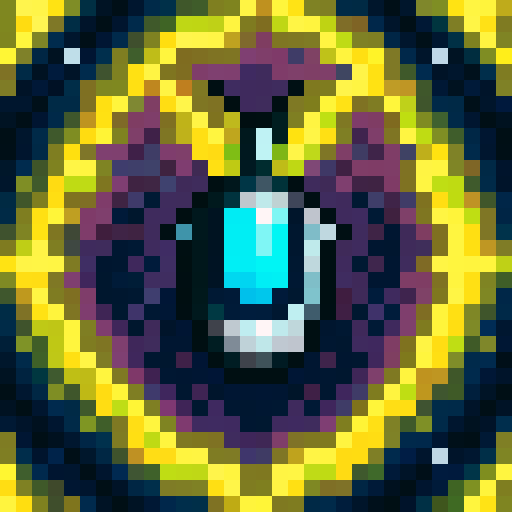 Space robot, metallic and sleek, with glowing blue eyes, intricate circuitry patterns, and sharp, angular features, rendered in a vibrant, pixelated 32x32 game icon style, showcasing its sRGB color palette, skillfully capturing a close-up portrait