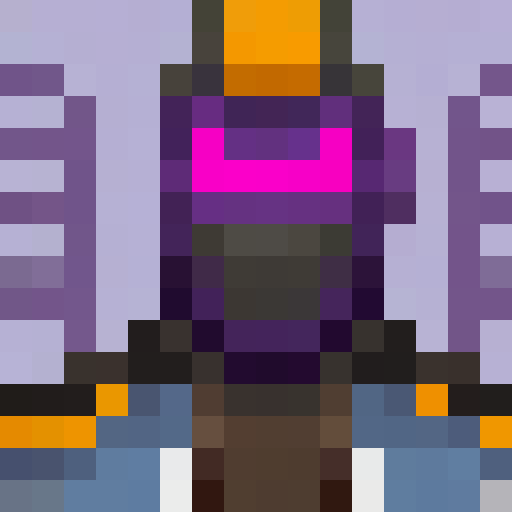 Purple-robed warlock with a menacing void helmet, rendered in a 16x16 pixel portrait style.