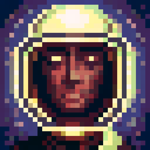 Astronaut's helmet reflecting the suffocating despair of being lost on the moon in realistic sci-fi style, detailed in 4k/8k, with cinematic lighting, no face showing, game icon, 32x32 pixel art, sRGB, skill art, close up, portrait