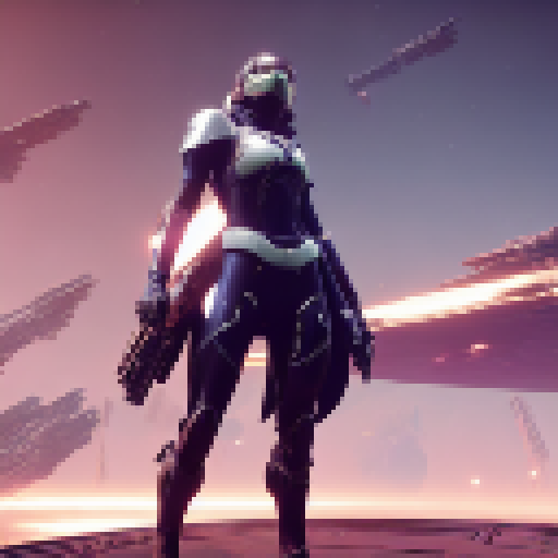 destiny 2, woman in cybernetic suit powered by a gem on her chest, full body, dynamic pose