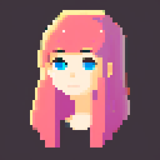 lovely young girl, around 16 years old, pixel art