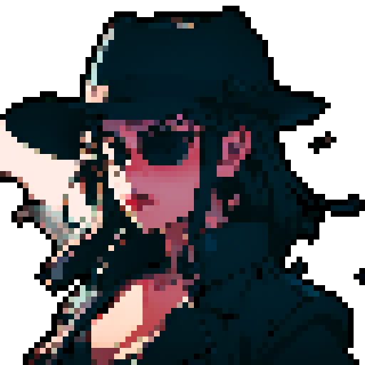 mafia, fedora hat, sunglasses, pixel art, sRGB, bust, shadows, noir, contrast, sharp lines, atmospheric lighting