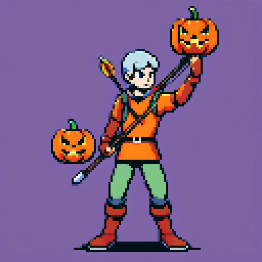 An archer shooting at a pumpkin