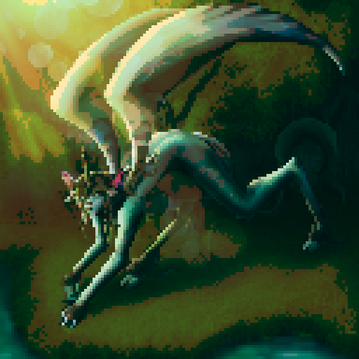 mystic druid wild woman unicorn faun hybrid bathed in moonlight, with a playful demeanor, cloven hooves, showcasing its full body in pixel art style with vibrant sRGB colors