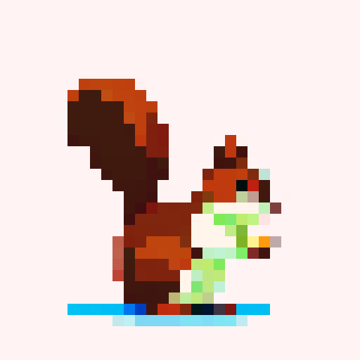 squirrel standing sideways against a clear single color background