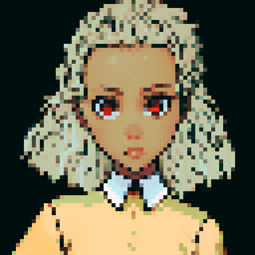 Teenage black girl with light brown hair and red eyes