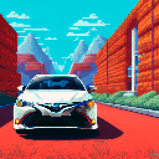 Photorealistic whole Toyota Camry, centered, three-quarter view, right front wheel, clean background, realistic colors, pixel art style
