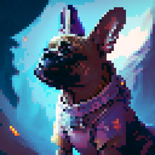 Pixel art French bulldog from the side