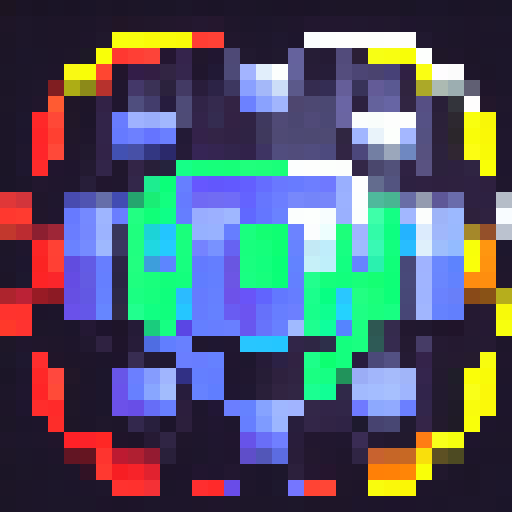 A futuristic, neon shield made of reflective, metallic material, featuring intricate geometric patterns and glowing edges, floating above a dark, cyberpunk cityscape at night.