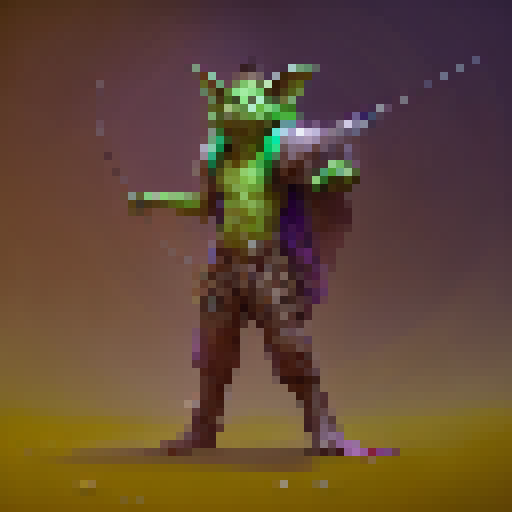 vibrant goblin archer, sprite, full body