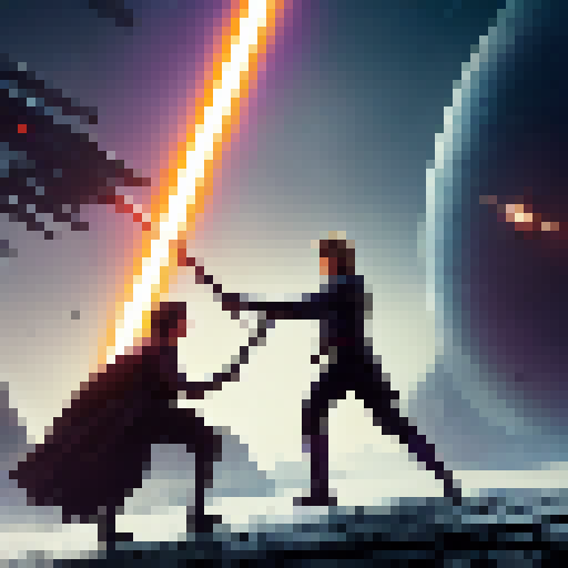 luke skywalker sword fight with thanos  while the world is collapsing behind