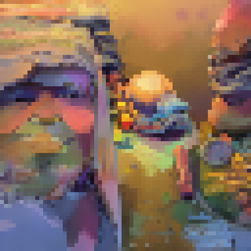 Damp, colorful, hoarder-style religious commune with dreadlocked inhabitants constructing intricate, theologically fascinating pillow forts amidst grandma lamps and wooden panel walls, captured in a sweeping, Tarkovsky-like angled shot from above, all in Landscape Portrait style.