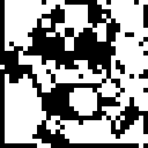 pokemon gloom, monochrome, 16x16, game icon, pixel art, close up, facing right, white foreground, black background