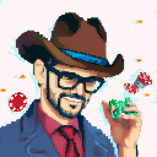 Cowboy wearing glasses gambling on stock market prices
