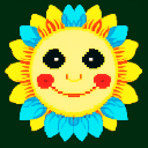 sunflower with smiling face, full height