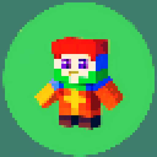 minecraft style, hey dugee style, badge, primary colours