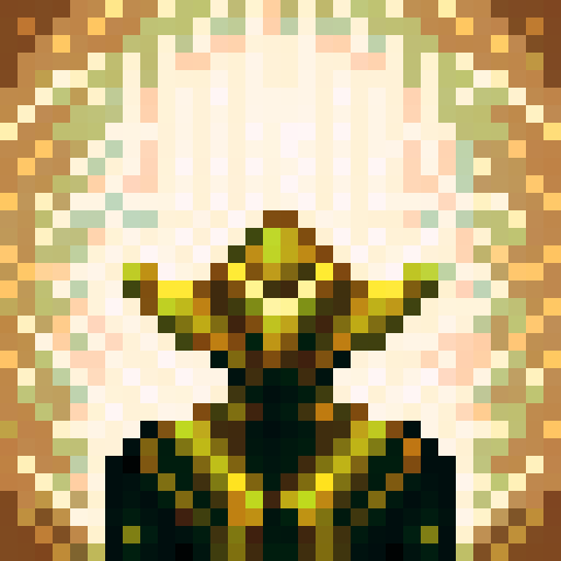 gold color, game icon, 32x32 pixel art, sRGB, skill art, close up, portrait, shining, intricate details, metallic texture, embossed patterns, glowing accents, futuristic design