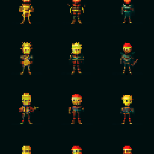 dark medieval knight with glowing eyes, flowing dark cape, pixel art, sRGB, sprite sheet, character sprite sheet