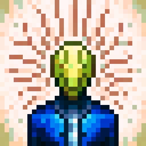 A character with a head cover, vibrant colors, stylized features, intricate details, symmetrical design, and glowing effects in a 32x32 pixel art game icon using sRGB skill art