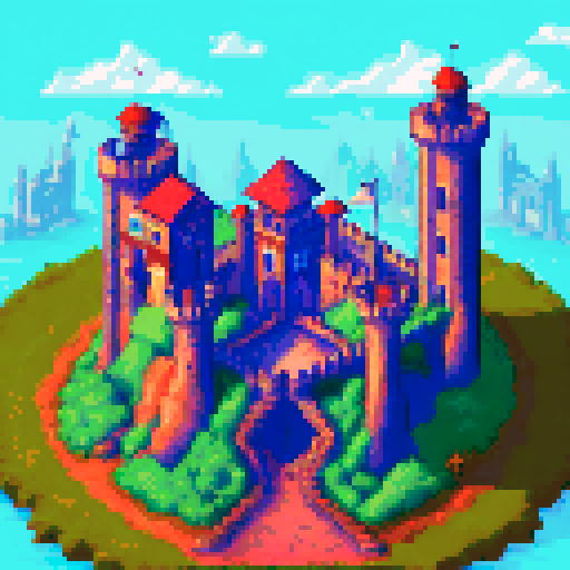 isometric, tower of mages, building in castle, medieval