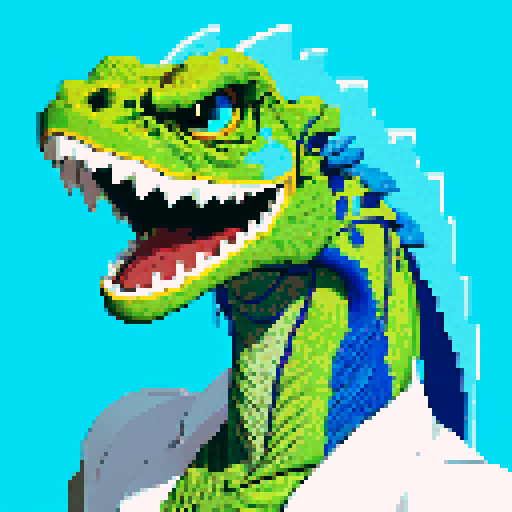 basilisk, blue and white color scheme, pixel art, sRGB, with coinbase scheme
