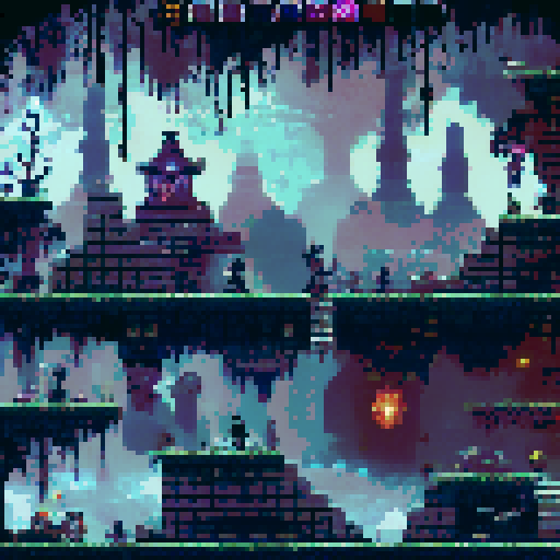 spritesheet (8 by 8 pixels tiles) for a 2D pixel art platformer, grim vampire hunter themed.