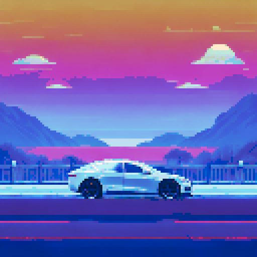 Photorealistic whole Tesla Model S, centered, three-quarter view, clean background, realistic colors, pixel art style
