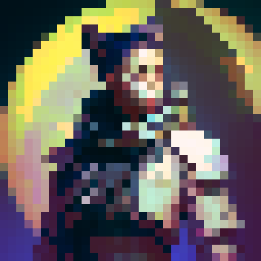 Fantasy hero sprite with a black outline