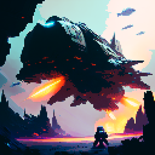 A towering, armored space marine wields a glowing plasma cannon while charging into battle alongside a swarm of otherworldly creatures, set against a backdrop of a dark and foreboding planet with fiery red skies and jagged rock formations