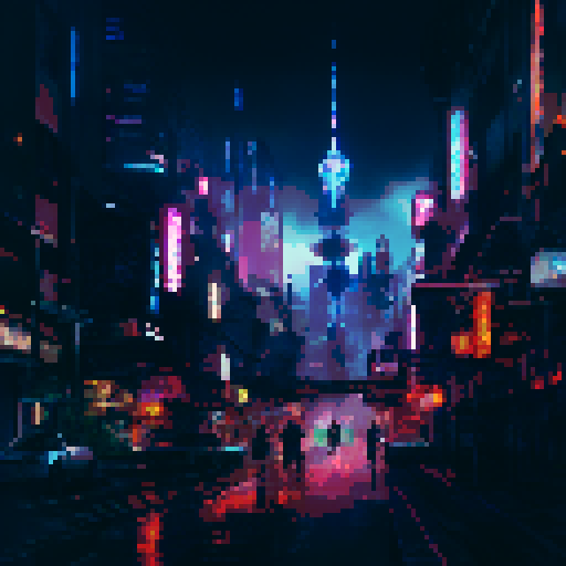 A cyberpunk city at night, cinematic