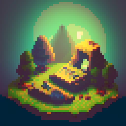 retro gaming, pixel art, geek, mountain, player, fantasy, chill, contemplation, music, metal, guitar