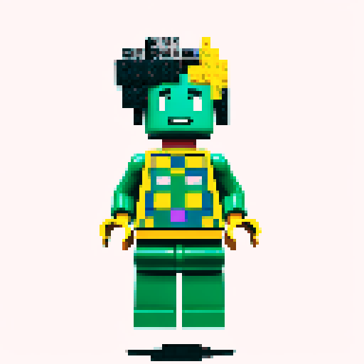 lego pixel, vibrant colors, blocky shapes, small plastic bricks, isometric perspective, retro video game, low resolution, 8-bit graphics, sharp edges, square grid, limited color palette, nostalgic feel, brick-built characters, iconic lego logo, digital recreation, detailed textures, crisp lines, simplified forms, nostalgic gaming vibes