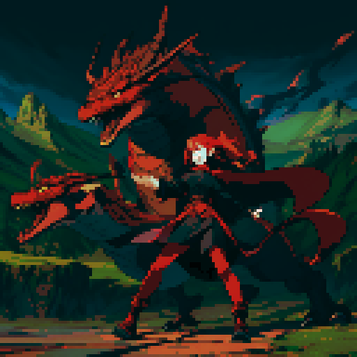 full-body image of a red dragon, dragon alone with nobody else in the frame