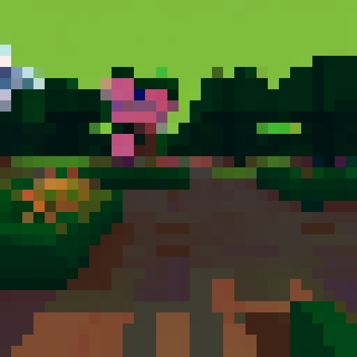 Pastel-colored, hue-shifted grass with pixel art style in sRGB for a Minecraft landscape