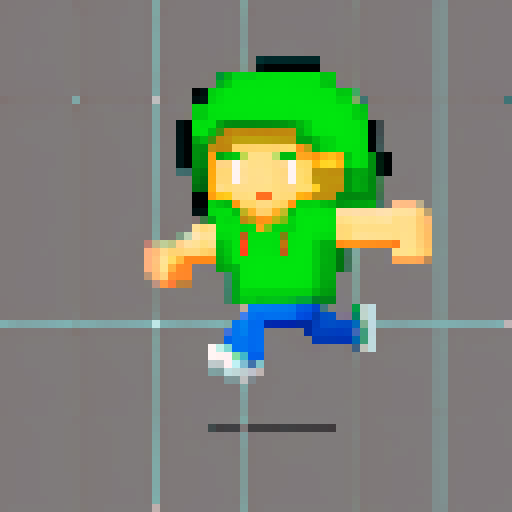 create pixel art spreadsheet of a guy wearing a hoodie running .
