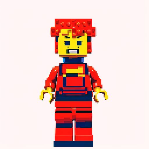 lego pixel, vibrant colors, blocky shapes, small plastic bricks, isometric perspective, retro video game, low resolution, 8-bit graphics, sharp edges, square grid, limited color palette, nostalgic feel, brick-built characters, iconic lego logo, digital recreation, detailed textures, crisp lines, simplified forms, nostalgic gaming vibes