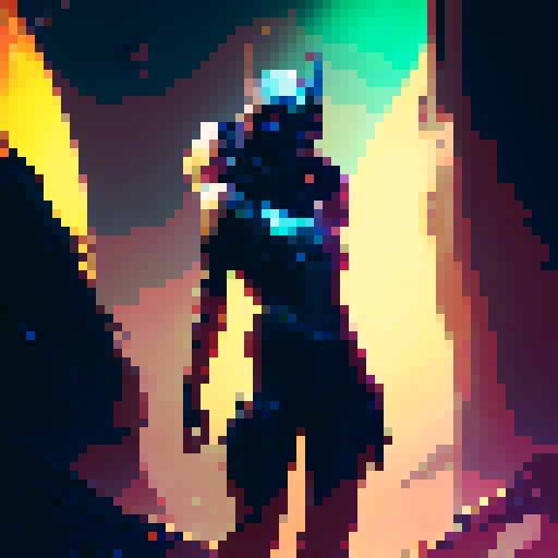 Shrouded in shadow, a sleek and deadly assassin crouches atop a high-tech starfinder ship, her sharp blades glinting in the fantastical glow of neon lights