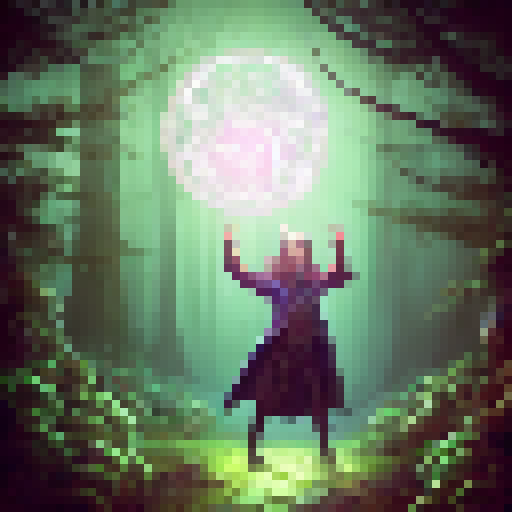 Wizard, casting a spell amidst a misty forest, with a glowing orb in hand, surrounded by arcane symbols and mystical creatures, in a style reminiscent of a classic Fantasy RPG.