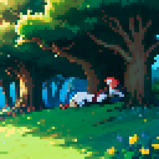 JRPG Knight sleeping under a tree