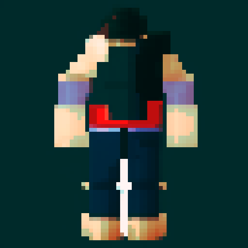 A streeth fighter in a black shirt an black shorts. strong wide boddy, short arms, short legs