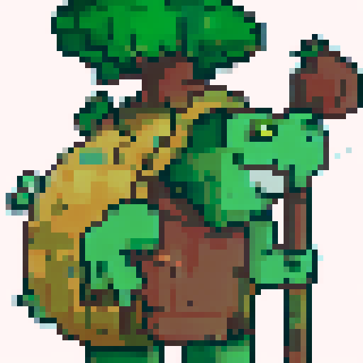 fantasy turtle character, happy and sad expressions, pixel art, vibrant colors, detailed scales, shimmering shell, whimsical eyes, expressive eyebrows, textured background, dynamic lighting, sRGB