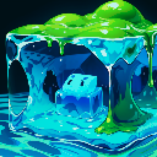 Blue Slime cube, Gelatinous cube, giant Slime, big slime, big slime cube