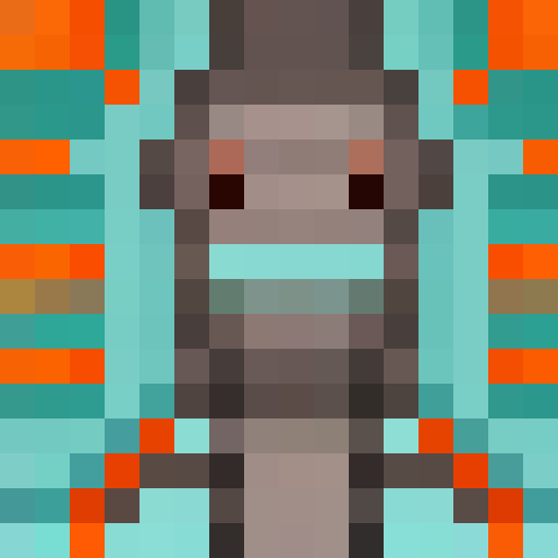Minecraft Salmon, vibrant orange, green beak and face, 16x16 pixel art, close up, game icon, detailed fins, swimming gracefully, portrait