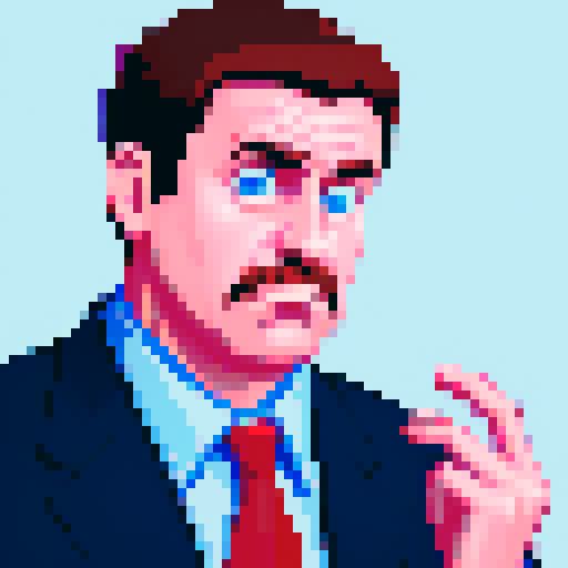 portrait, sprite art, middle aged man, bitter, depressed, IT worker, office worker, boss, stern